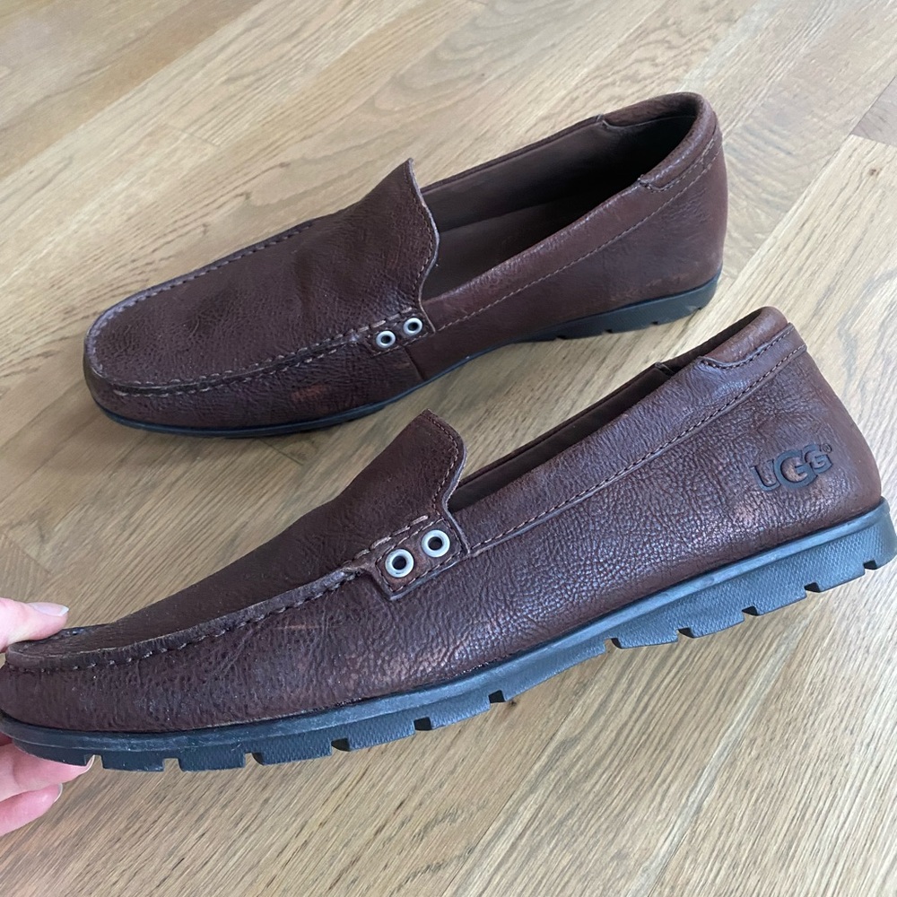 UGG Men's Dark Brown Leather Slip-Ons size 13 Casual
